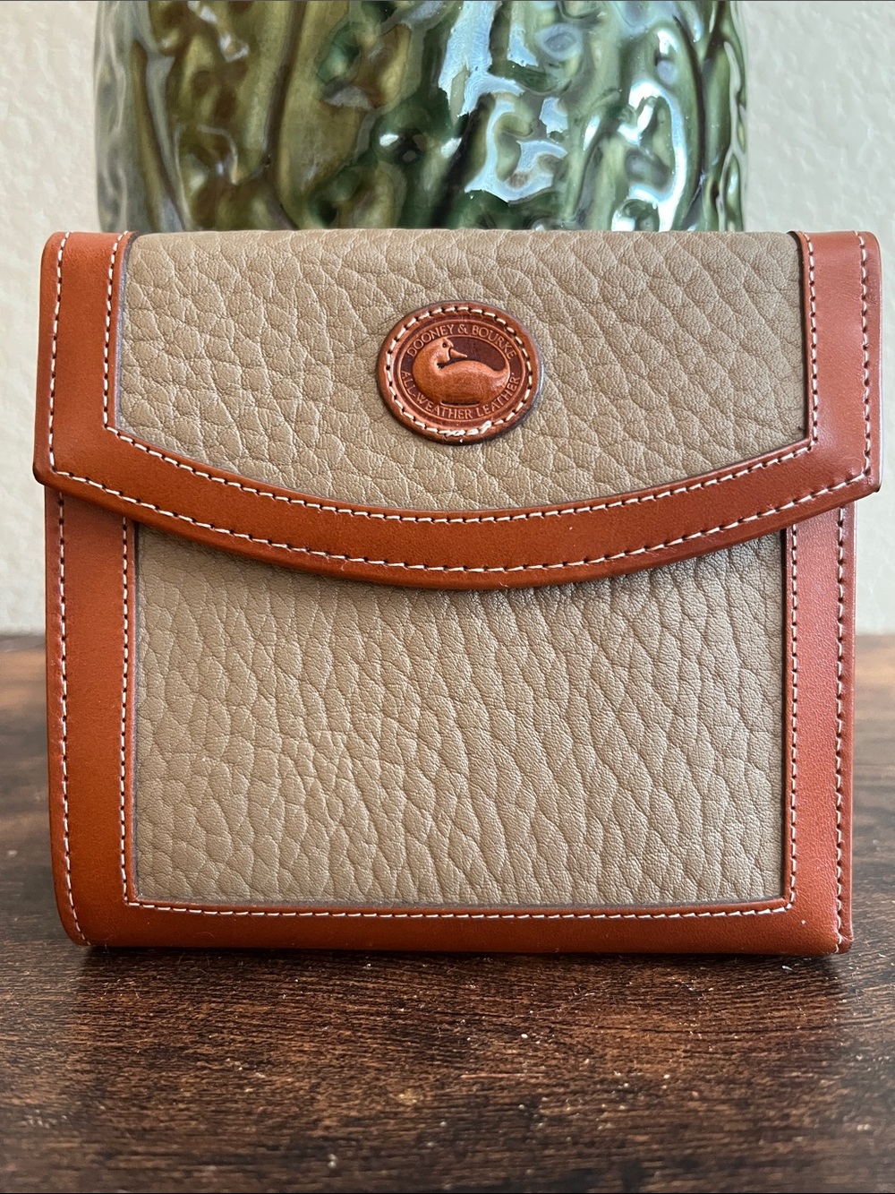 Dooney & Bourke All-Weather Leather taupe and British Tan wallet EXCELLENT